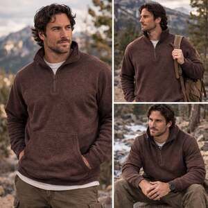 Browning Brown Marled 1/4 Zip Sweater Fleece Pullover Jacket 2XL